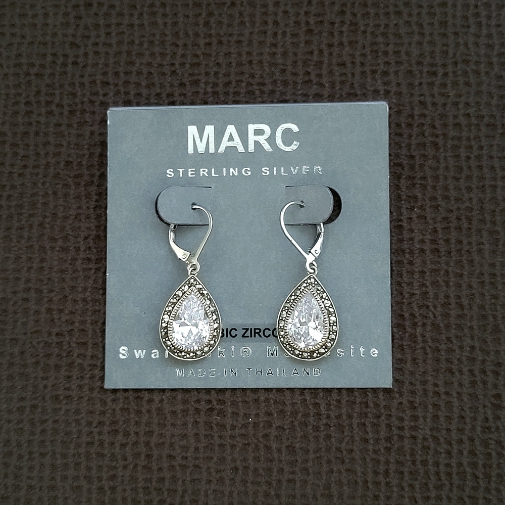 MARC Cubic Zirconia💎 Teardrop💧 Earrings with Swarovski Marcasite Gemstones